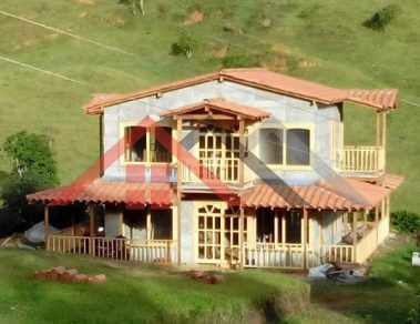 vivienda campestre prefabricada en dos niveles, realizada por abc casas prefabricadas